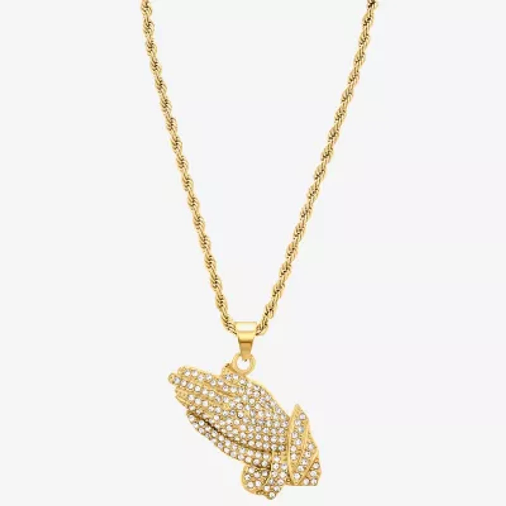 Mens Genuine Zirconia Stainless Steel Pendant Necklaces