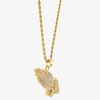 Mens Genuine Zirconia Stainless Steel Pendant Necklaces