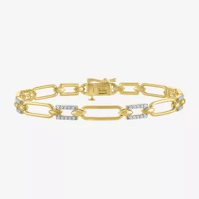 Diamond Addiction (G-H / I1-I2) 14K Gold Over Silver 7.5 Inch Round Link Bracelet