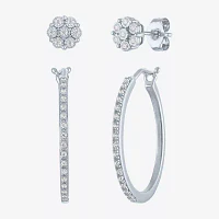 (G-H/I1-I2) 1/7 CT. T.W. Lab Grown White Diamond Sterling Silver Earring Set