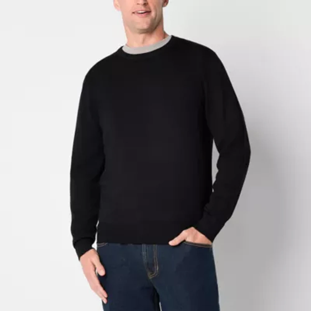 Stafford Mens Crew Neck Long Sleeve Pullover Sweater