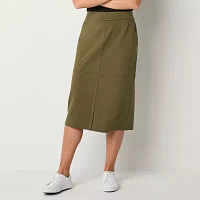 Liz Claiborne Womens Mid Rise Midi Pencil Skirt