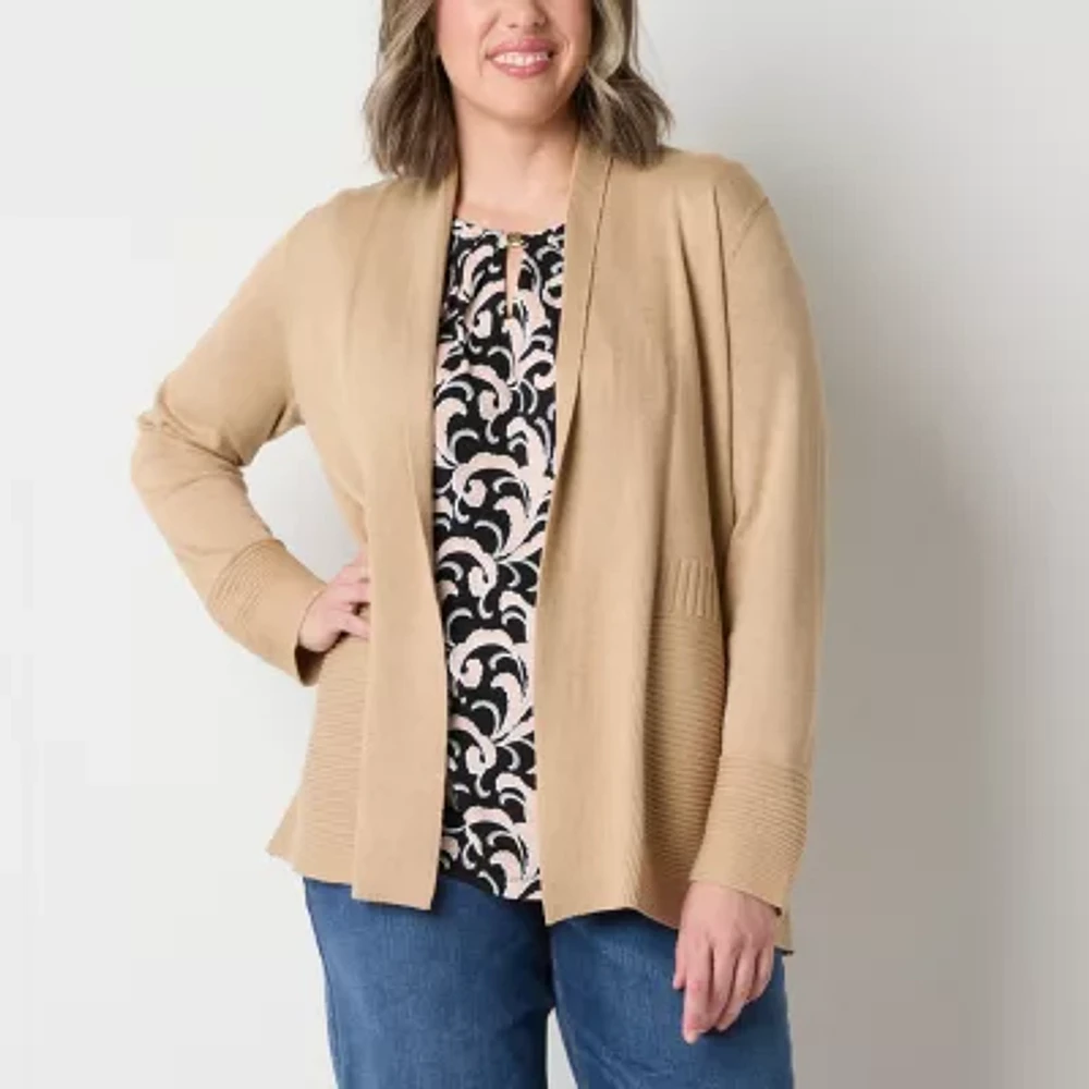 Liz Claiborne Womens Long Sleeve Open Front Cardigan
