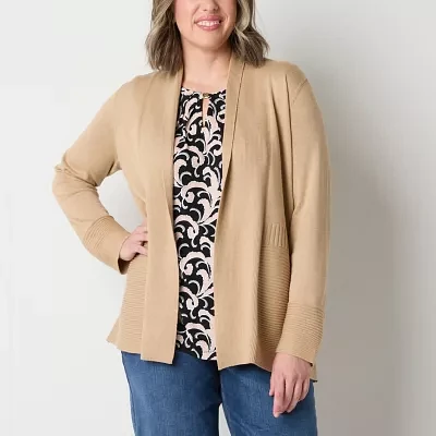 Liz Claiborne Womens Long Sleeve Open Front Cardigan