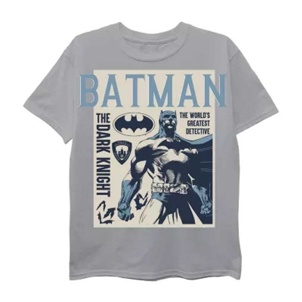 Little & Big Boys Crew Neck Short Sleeve Batman Graphic T-Shirt