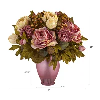 Nearly Natural 16in Faux Peony Floral Arrangement