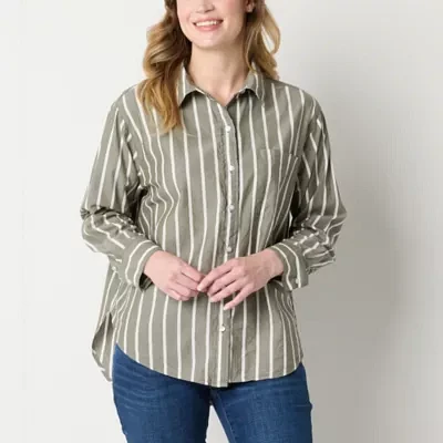 a.n.a Womens Long Sleeve Oversized Button-Down Shirt