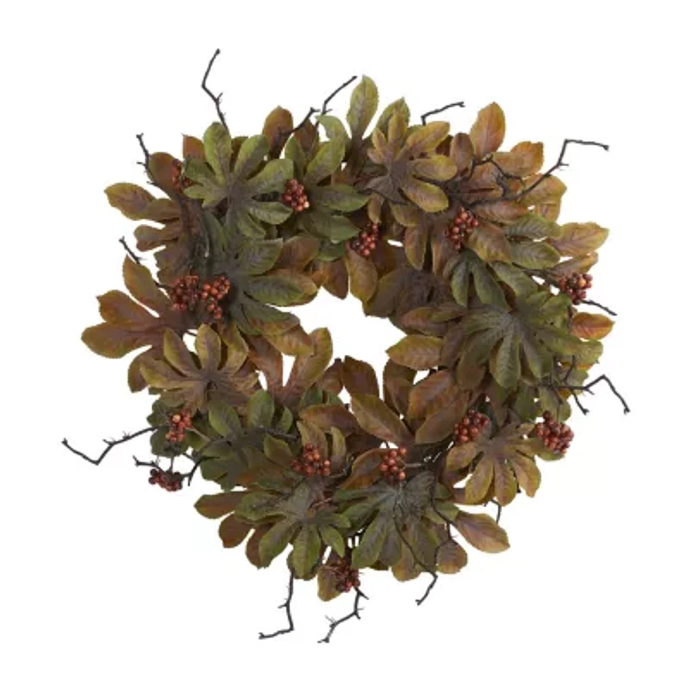 Nearly Natural Fatsia Autumn Wreath