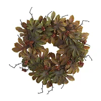 Nearly Natural Fatsia Autumn Indoor Wreath