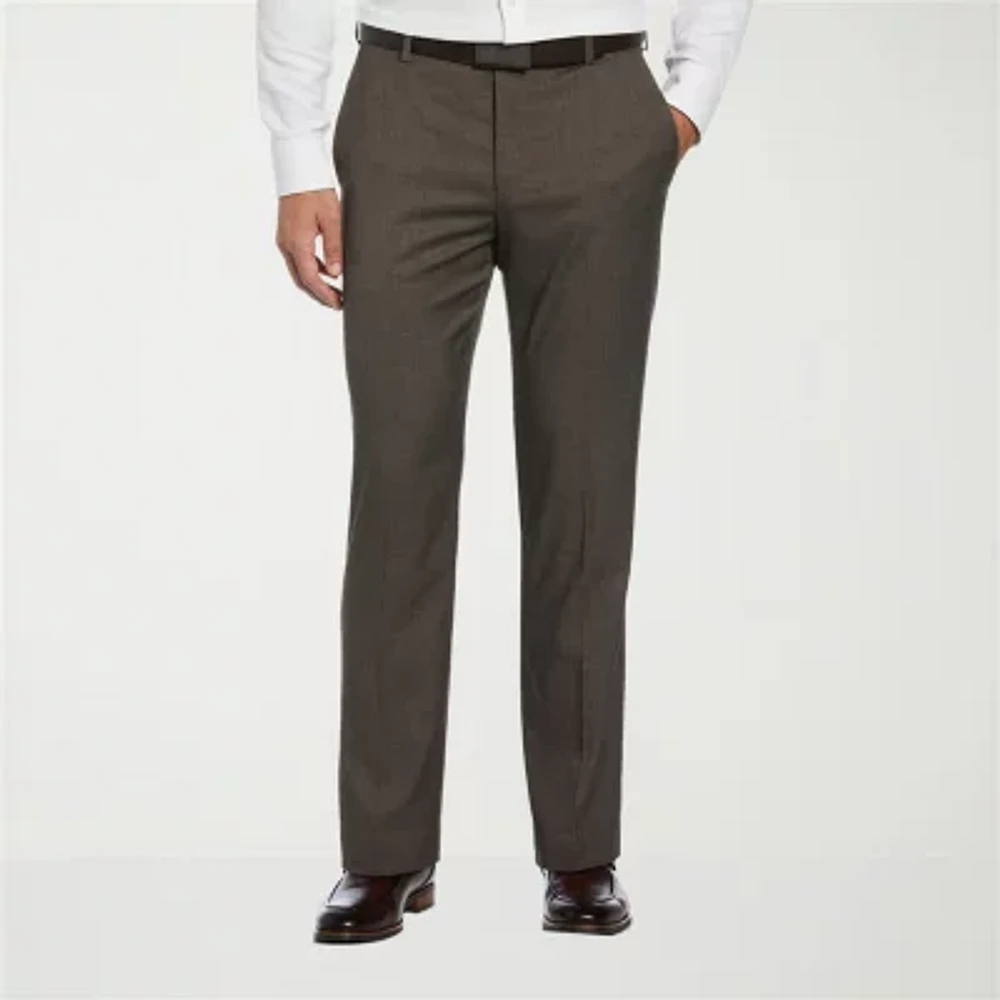 Savane Premium Stretch Gabardine Mens Straight Fit Flat Front Dress Pant