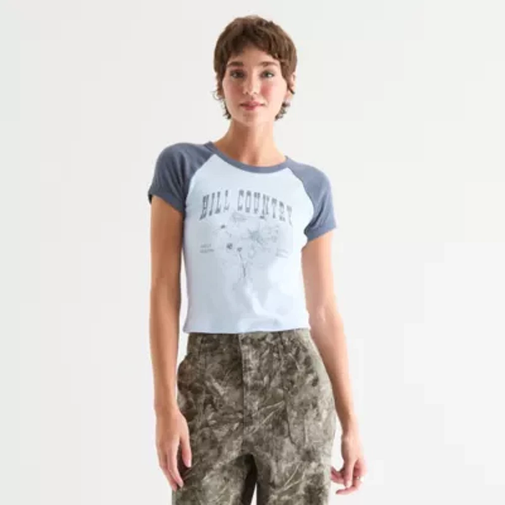 Arizona Juniors Womens Crew Neck Short Sleeve Graphic T-Shirt