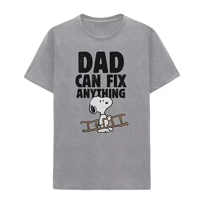 Mens Short Sleeve Peanuts Snoopy Dad Can Fix Anything Graphic T-Shirt