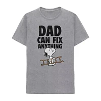 Mens Short Sleeve Peanuts Snoopy Dad Can Fix Anything Graphic T-Shirt