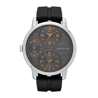 Claiborne® Mens Oversized Dial Black Silicone Strap Watch