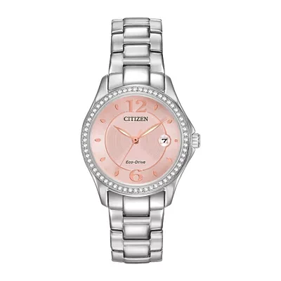 Citizen Silhouette Crystal Womens Crystal Accent Silver Tone Stainless Steel Bracelet Watch Fe1140-86x