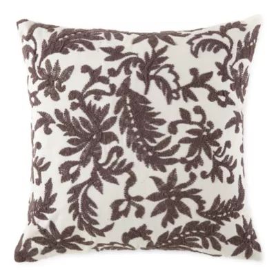 Linden Street Leaf Embroidery Square Throw Pillow