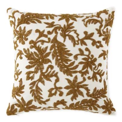 Linden Street Leaf Embroidery Square Throw Pillow