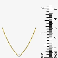 Silver Treasures Delicates Cubic Zirconia 14K Gold Over Brass 16 Inch Cable Round Pendant Necklace