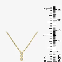 Silver Treasures Delicates 3 Stone Cubic Zirconia 14K Gold Over Brass 18 Inch Cable Bar Pendant Necklace