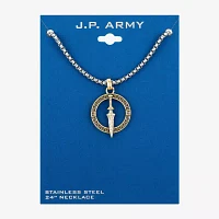 J.P. Army Dagger 24 Inch Box Round Pendant Necklace