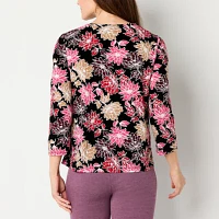 Liz Claiborne Womens Square Neck 3/4 Sleeve Blouse