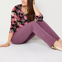 Liz Claiborne Womens Square Neck 3/4 Sleeve Blouse