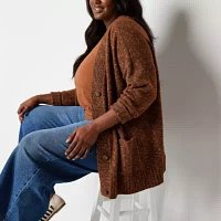 a.n.a Plus Womens Long Sleeve Button Open Front Cardigan