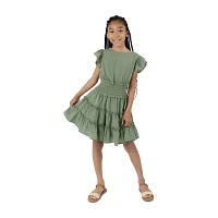 Rare Editions Big Girls Short Sleeve Flutter Sleeve A-Line Dress