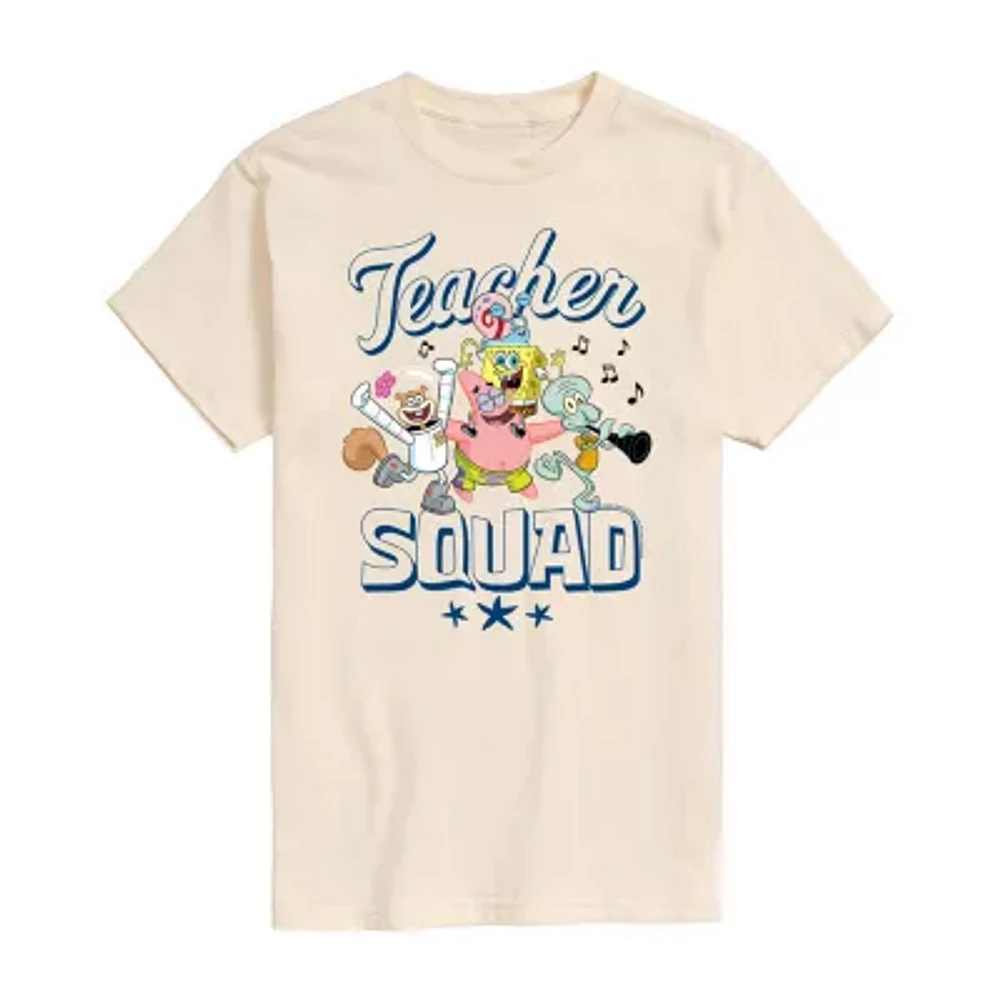 Mens Short Sleeve Spongebob Teacher Squad Graphic T-Shirt