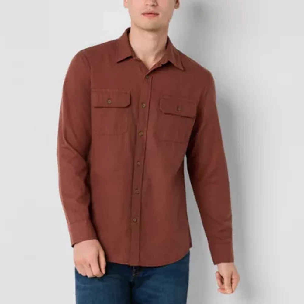 mutual weave Mens Long Sleeve Button-Down Utility Shirt