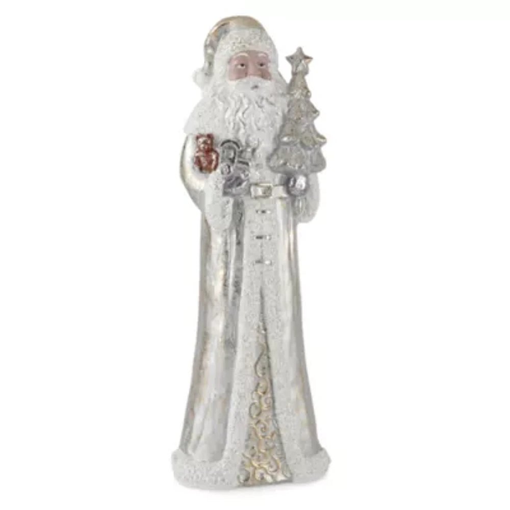 North Pole Trading Co. 20" Silver And Gold Resin Santa Christmas Tabletop Decor