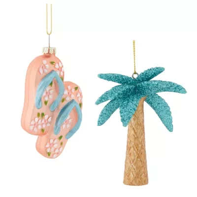 North Pole Trading Co. Flip Flops And Palm Tree Set 2-pc. Christmas Ornament