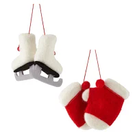 North Pole Trading Co. Mitten And Ski Set 2-pc. Christmas Ornament