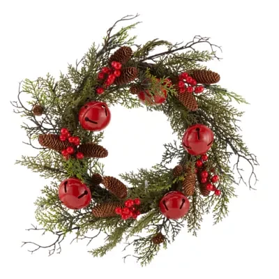 North Pole Trading Co. Oversized Jingle Bell Indoor Pre-Lit Christmas Wreath