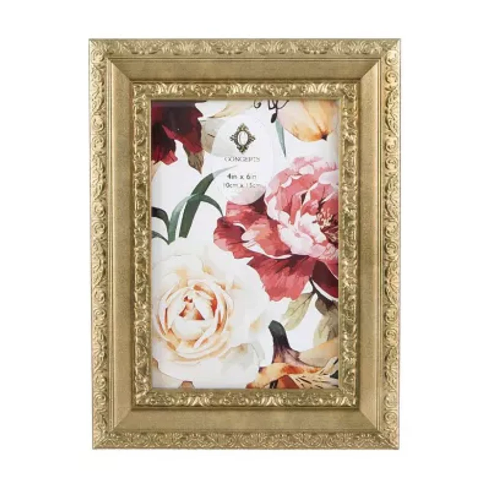 Concepts In Time X Gold Flower Beveled Resin 1-Opening Tabletop Frame