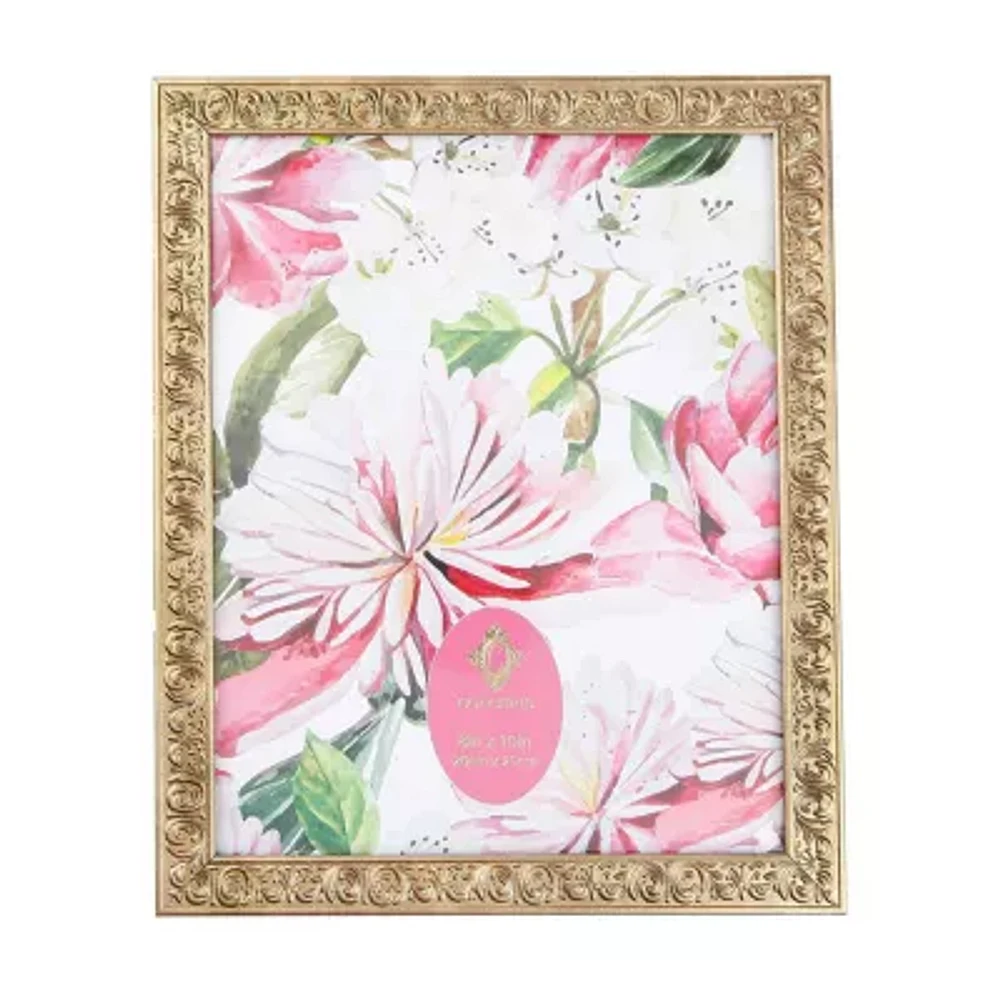 Concepts In Time 8 X 10 Gold Flower Beveled Resin 1-Opening Tabletop Frame