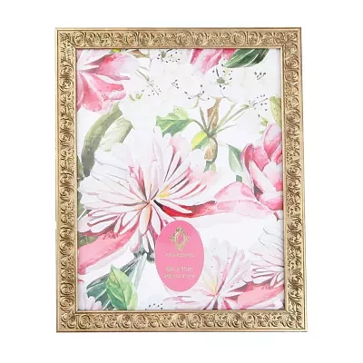 Concepts In Time 8 X 10 Gold Flower Beveled Resin 1-Opening Tabletop Frame
