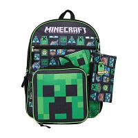 Licensed Minecraft Collage 5 Piece Backpack Set