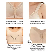 Exquisite Form® Women's FULLY Wireless Cotton Back & Posture Support Bra with Front Closure Lace- 5100531