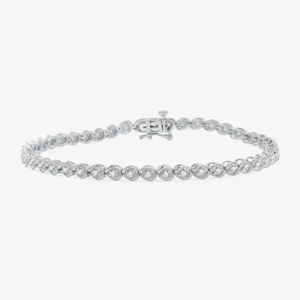Womens 1 CT. T.W. Lab Grown White Diamond 10K Gold 7.5 Inch Tennis Bracelet