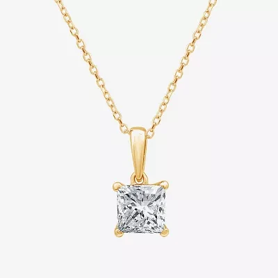 Womens 1 CT. Lab Grown White Diamond 10K Gold 18 Inch Pendant Necklace