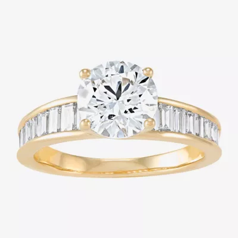 Womens 2 3/4 CT. T.W. Lab Grown White Diamond 10K Gold Round Side Stone Engagement Ring