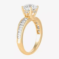 Womens 2 3/4 CT. T.W. Lab Grown White Diamond 10K Gold Round Side Stone Engagement Ring