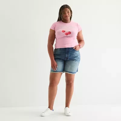 Arizona Womens Mid Rise Denim Short