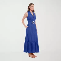 London Times Womens Sleeveless Maxi Dress