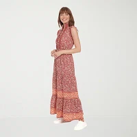 London Times Womens Sleeveless Floral Maxi Dress