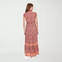 London Times Womens Sleeveless Floral Maxi Dress