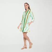 London Times Womens 3/4 Sleeve Striped Shift Dress