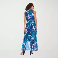 London Times Womens Sleeveless Floral Maxi Dress Petite