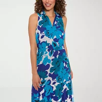 London Times Womens Sleeveless Floral Maxi Dress Petite